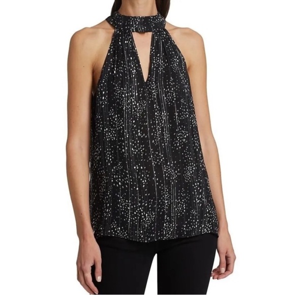 Ramy Brook Halter Neck Tank Top Black Silver Glitter Womens Size Medium - Picture 1 of 8